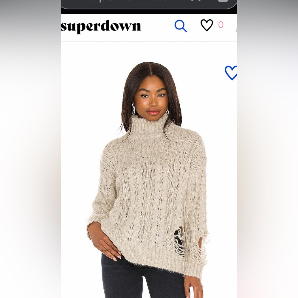 NWT Revolve Superdown distressed cable knit sweater